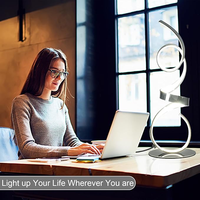 20W Modern Table Lamp,2700LM 3 Colors Remote Stepless Dimmable Bedside Lamp, Chrome LED Art Desk Lamp 21.4 Inch with Touch Switch for Living Room,Bedroom