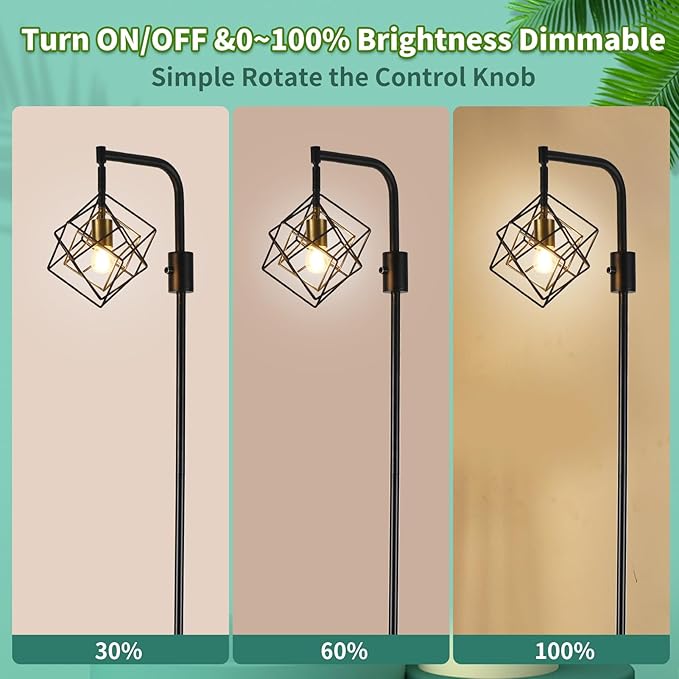 Dimmable Farmhouse Floor Lamp for Living Room, 1 Light Rustic Standing Tall Lamp, Modern Bright Floor Lamp, Industrial Standing Lamp for Bedroom, Tall Pole Lamps Office, LED Bulbs Included.