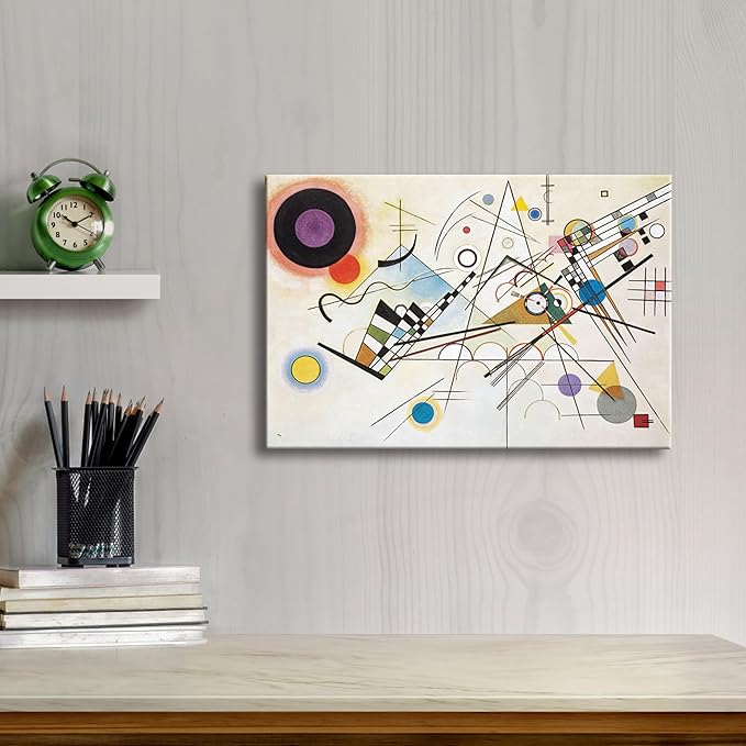 Wieco Art Canvas Wall Art Wassily Kandinsky Composition Viii Picture Print of Famous Paintings Canvas Prints Abstract Wall Art for Living Room Home Decor and Wall Decorations