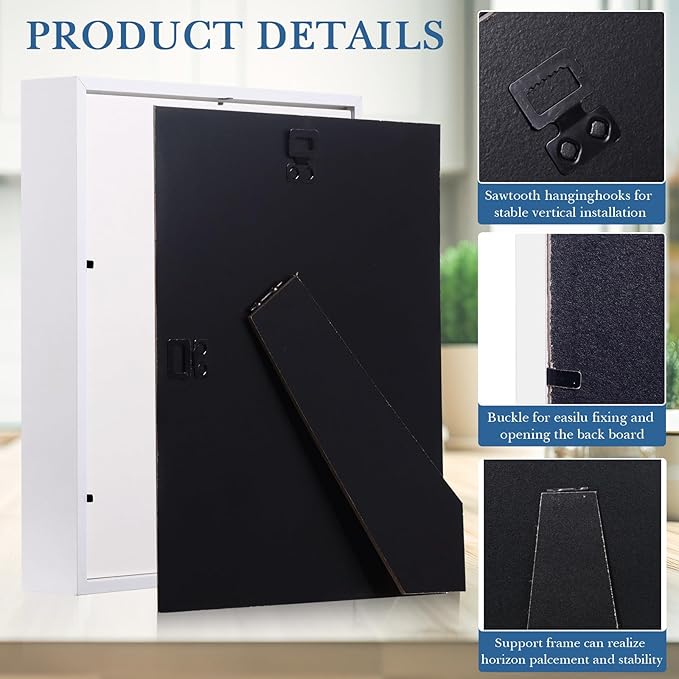 Ripeng 16 Pack Shadow Box Frame Display Case Picture Frame for Wedding Bouquet, Back to School Crafts, Memorial Photos, Ticket, Teacher, Medal, DIY Wall or Tabletop Gift Decor(8 x 10 Inch,White)
