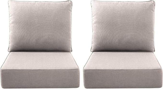 Luxury Outdoor Seat Cushion Set-22 x 22 x 6 Inch Outdoor Chair Cushions with Water Resistant & Removable Cover Outdoor Cushions for Patio Furniture Chair Sofa Couch-Beige