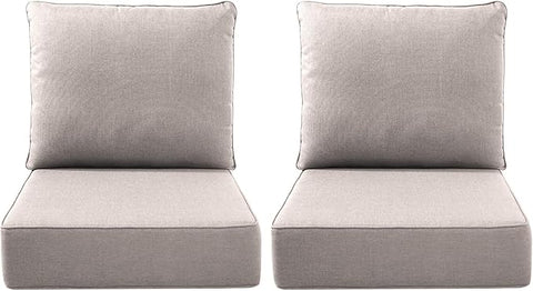 Luxury Outdoor Seat Cushion Set-22 x 22 x 6 Inch Outdoor Chair Cushions with Water Resistant & Removable Cover Outdoor Cushions for Patio Furniture Chair Sofa Couch-Beige