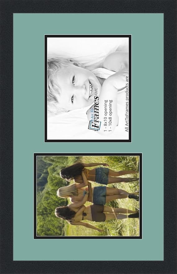 ArtToFrames Double-Multimat-107-818/89-FRBW26079 Collage Photo Frame Double Mat with 2-8x10 Openings and Satin Black Frame