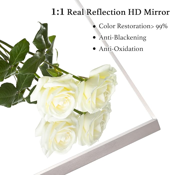 24x32 Inch Silver Bathroom Mirror - Copper-Free Mirror, Aluminum Alloy Frame Vanity Rectangle Wall Mounted Modern Mirror for Bedroom/Living Room/Porch Horizontal or Vertical