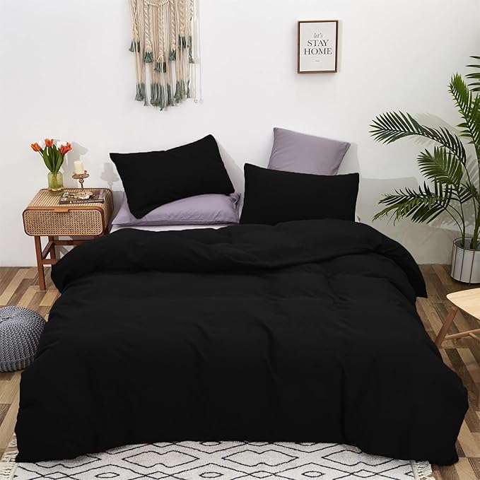 Luxlovery Black Comforter Set Twin Teen Kids Boys Solid Black Bedding Comforter Twin Size Dark Color Quilts Blanket Soft Breathable Lightweight Fluffy Comforter Set Twin Size
