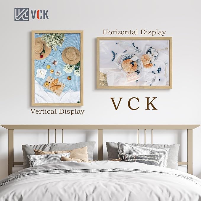 VCK 20x30 Oak Wood Frame for Poster & Picture, Natural Solid Wood Photo Frames 5 Pack, Wall Mounting Hanging