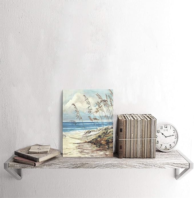 ARTISTIC PATH Abstract Wall Art Coastal Pictures: Blue Ocean Sand Seascape Painting Print on Canvas for Bedrooms (11" W x 16" H, Multi-Sized)