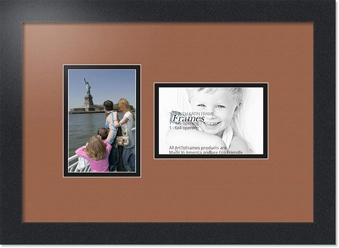 ArtToFrames Collage Photo Frame Double Mat with 2 - 4x6 Openings and Satin Black Frame