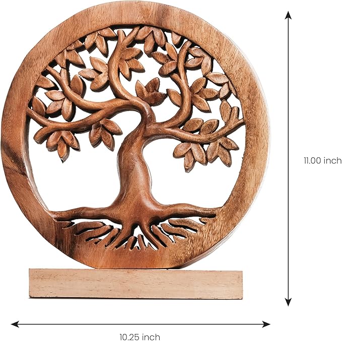 Decozen Solid Wood Tree of Life Sculpture - Home Decor, Living Room, Boho, Shelf, Coffee Table, Centerpiece Table Decorations, Mantle, Dining Table Centerpiece, Bathroom Shelf, Entryway, Farmhouse