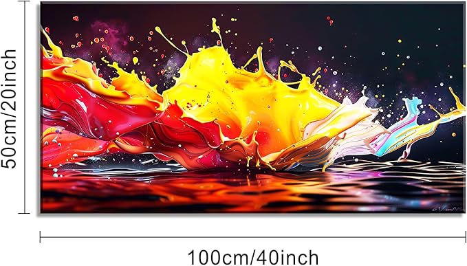 Abstract Splashing of Colorful Paint Wall Art Decor Artwork for Living Room (20x40 Inches)