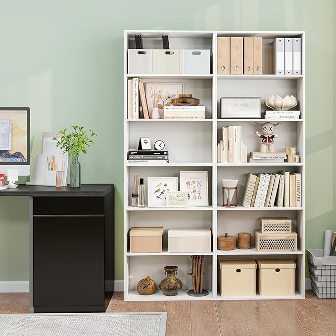 Tangkula 6-Tier Bookcase, 70” Tall Freestanding Bookshelf with 6 Open Shelves, Anti-Toppling Kits, Floor Display Storage Organizer for Living Room, Study, Kitchen, Home & Office (White, 70" H)