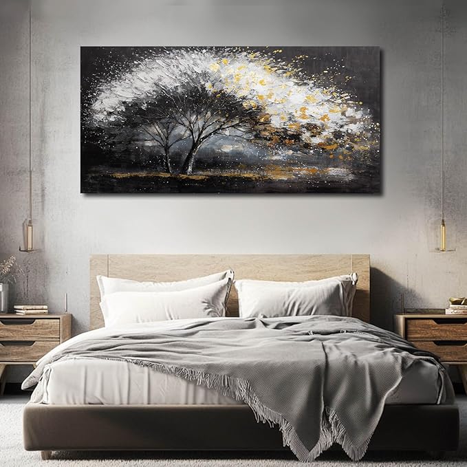 NBAODAN Plants Canvas Wall Art Grey Pictures Wall Decor for Dining Room Large Tree Art Botanical Wall Decorations for Living Room 29"x 58" Neutral Prints