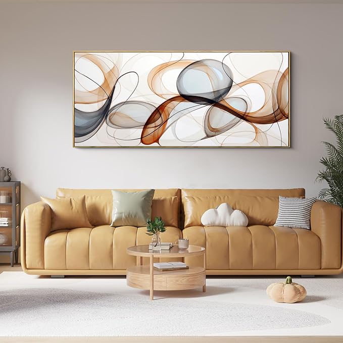 XLSJERST Wall Art for Living Room Elegant Curves Abstract Modern Lightness Wall Art for Office Wall Decor Adorned with an Exquisite Frame for a Touch of Sophistication