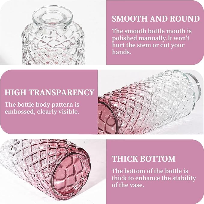 24PCS Mini Bud Vases As Wedding Centerpieces for Tables,Clear Bud Vases for Flowers,Small Flower Vases Suitable for Birthday Party,Anniversary,Wedding Reception,Baby Shower (Purple)