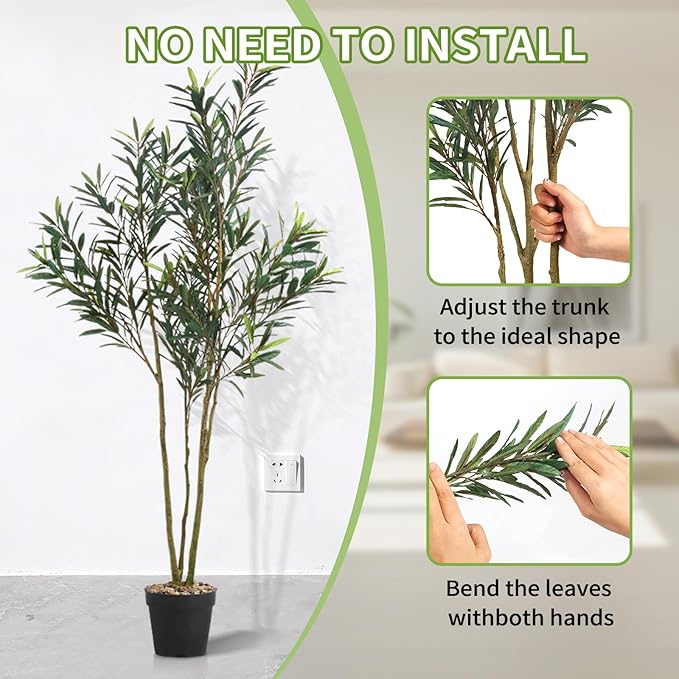 Artificial Bird of Paradise Plant Fake Tropical Palm Tree for Indoor Outdoor, Perfect Faux Plants for Home Garden Office Store Decoration (Olive 120cm)