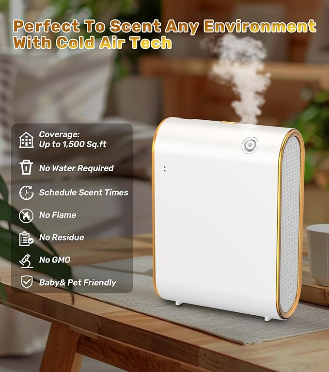 Essential Oil Diffuser for Home, Bluetooth Smart Scent Diffuser, Waterless Aromatherapy Diffuser, 1500 ft² Cold Air Hotel Collection Diffuser, Aroma Diffuser for Home, Hotel, Spa, Office
