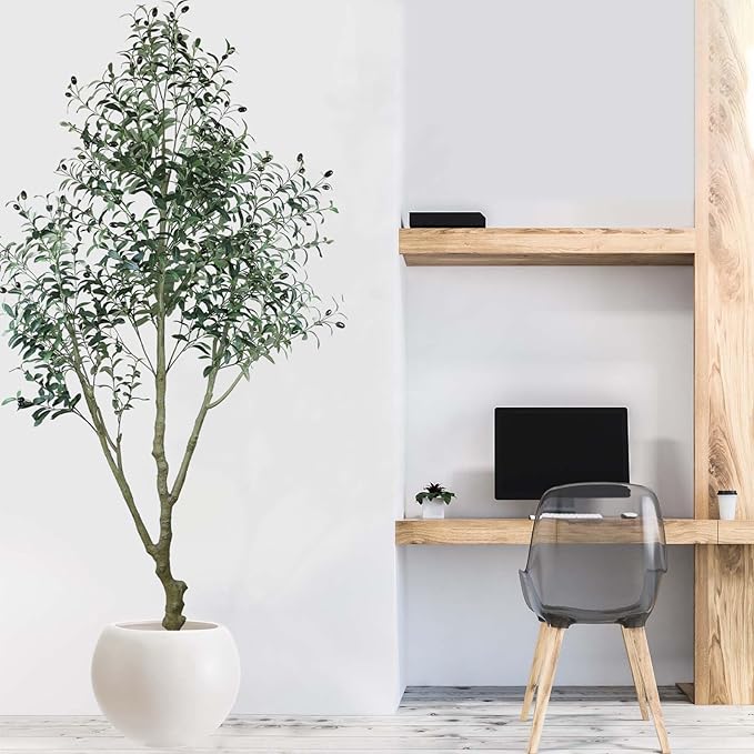 13.5 H x 17" Dia (12" Pot Opening) White Round Fiberstone Tall Planter with Drainage Hole, Indoor/Outdoor Large Plant