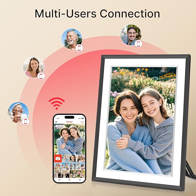 Frameo 10.1" Digital Picture Frame, Smart WiFi Digital Photo Frame with 1280x800 HD IPS Touch Screen 32GB Memory Auto-Rotate Wall Mounted, Share Photos/Videos from Phone Anywhere(Black&White)