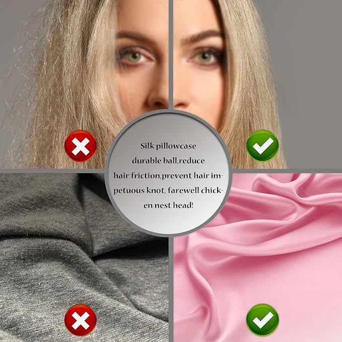 Mulberry Silk Pillowcase for Hair and Skin Pillow Case with Hidden Zipper Soft Breathable Smooth Cooling Silk Pillow Covers for Sleeping (Pink, King（20"X 36"）)