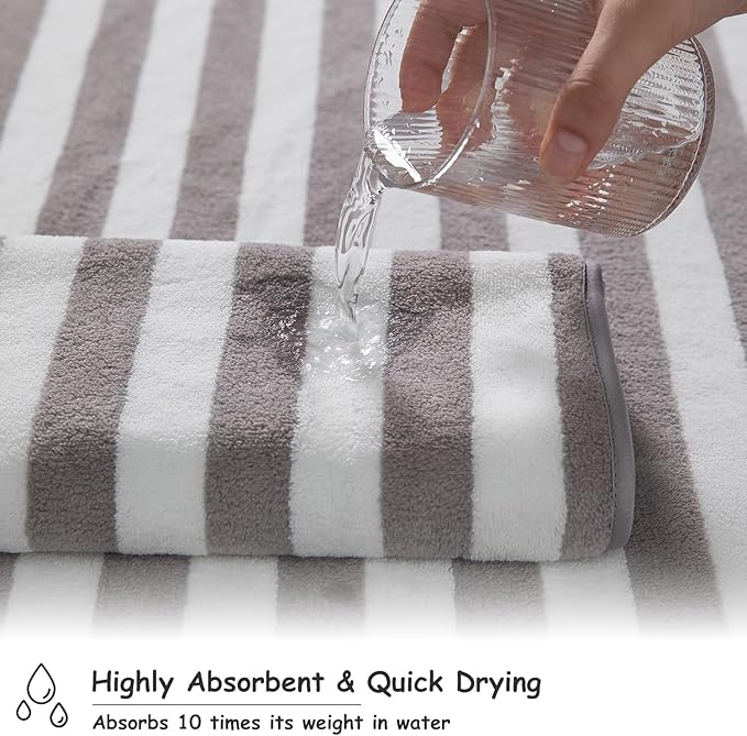 Oliven 18 Pcs Coffee Cabana Stripe Family Towels Set-6 Bath Sheets,6 Hand Towels,6 Washcloths Soft Jumbo Bathroom Towels Absorbent Shower Towel Quick Dry Beach Chair Towel Spa Gym Hotel Towel Set