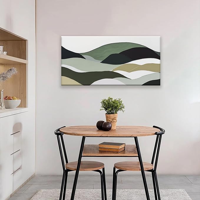 TAIJXAGSG Wall Art For Bedroom Office Decor Abstract Wall Art Green White Wall Art Irregular Shapes Painting Canvas Art Wall Decor Prints Ready To Hang Wall Pictures Home 20 × 40 Inch