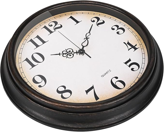 Large Wall Clock 16 Inch Silent Non-Ticking Vintage Wall Clocks Battery Operated for Living Room Office School (Bronze)