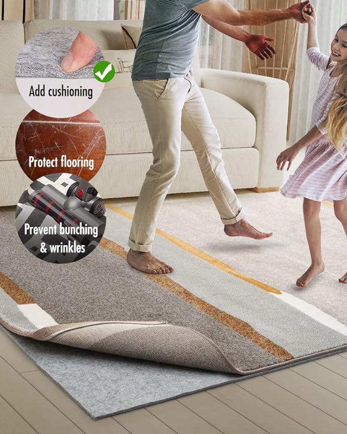 Non Slip Rug Pad Gripper - 2.6x18 Feet 1/8” Extra Thick Felt Under Rug for Runner Rugs and Hardwood Floors,Super Cushioned Non Skid Carpet Padding