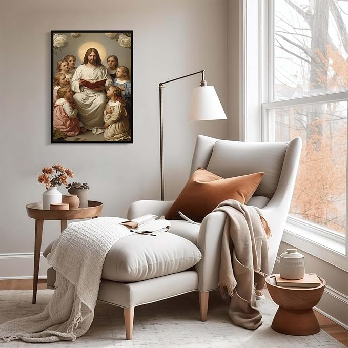 Christian Wall Art Print, Religious Scripture Biblical Decor, Faith-Based Inspirational Landscape with Cross, Digital Printed Canvas Poster for Church, Home Chapel, Prayer Room Decor