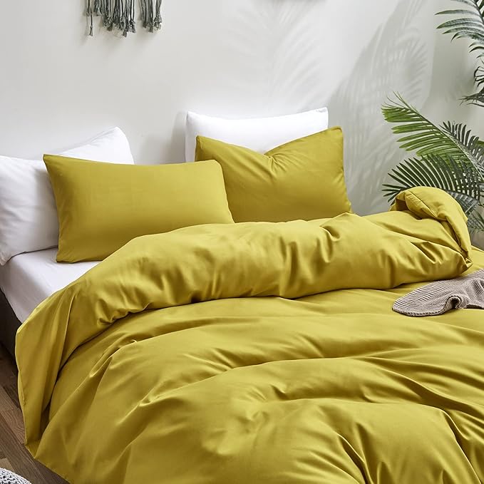 Luxlovery Chartreuse Comforter Set Full Moss Green Bedding Comforter Set l Modern Solid Grass Green Soft Breathable Yellowish Blanket Quilts 3 Piece Bedding Set for Women Men Kids