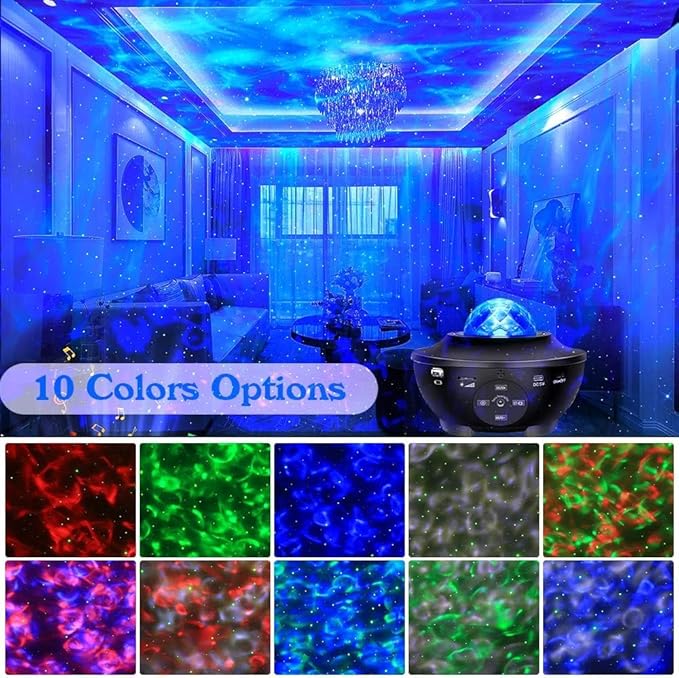 Sunbox Star Projector,3 in 1 Galaxy Projector Night Light with Remote Control,15 White Noise,Music Speaker&Timer,Starry Light Projector for Bedroom/Party/Home Decor,Starry Projector for Kids & Adults