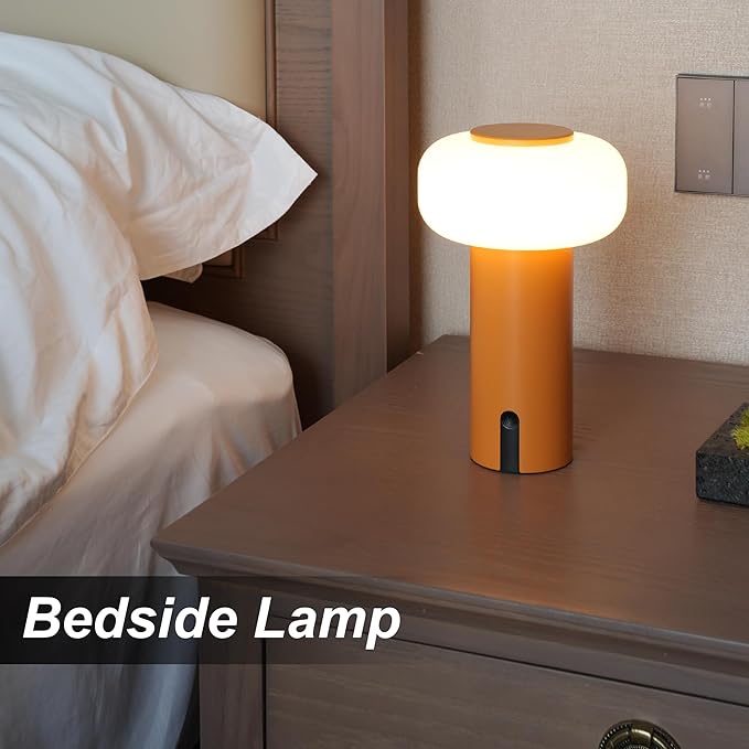 Shower Lamp Waterproof, Outdoor Cordless Table Lamp Rechargeable, Portable Battery Operated Light, Touch Dimmable Night Light for Bedroom/Patio/Dinning/Camping (Orange)