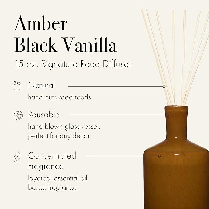 LAFCO Reed Diffuser, Foyer - Amber Black Vanilla, 15 Fl Oz