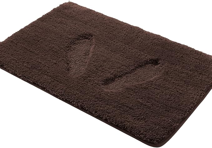 YHF Bathroom Rugs 17" X 24", Extra Thick & Soft Microfiber Shaggy, Machine Washable Bath Mats, Absorbent Bath Rugs, Non-Slip Rubber Backing Bath Mat for Bathroom Floor, Tub and Shower, Brown