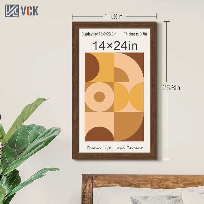 VCK 14x24 Frame Set of 5, Brown Wood Picture Frame, Exclusive Wood Grain, Wall Hanging
