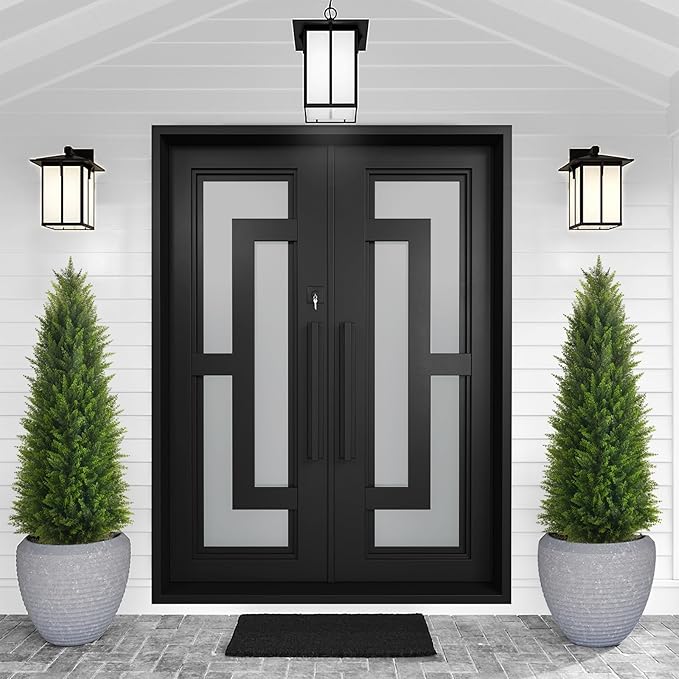 4FT Artificial Cedar Topiary Trees (2 Pack) - UV Resistant Fake Evergreen Shrubs with Extra Dense Foliage, Realistic Potted Faux Plants for Front Porch & Garden Decor