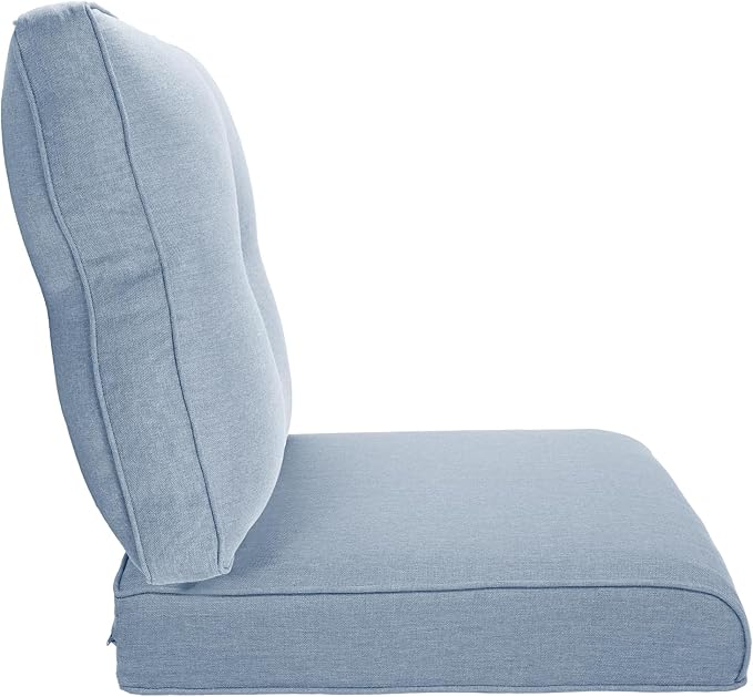 22x25/22x24 Outdoor Cushions for Patio Couch Chairs Set of 3 - High Back Comfy Outside Seat Cushions for Lawn Rattan Dining Rocker Glider Loveseat 3-Seater Sectional Sofa - Baby Blue/Button
