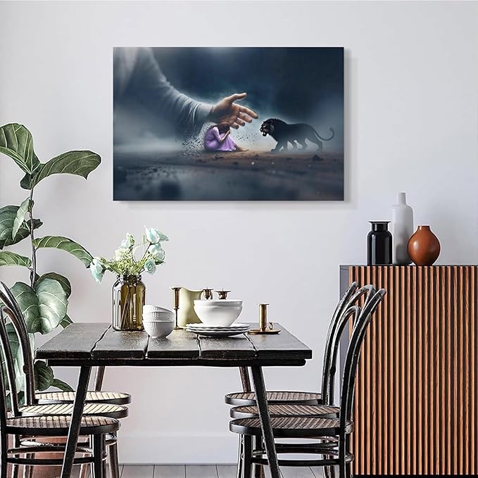 Christian Wall Art Print, Religious Scripture Biblical Decor, Faith-Based Inspirational Landscape with Cross, Digital Printed Canvas Poster for Church, Home Chapel, Prayer Room Decor