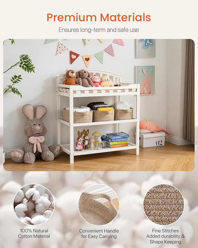 KALLAX Small Woven Basket, 14 x 10 x 5.6 Inches, Small Storage Baskets for Organizing, Gift Baskets Empty, Cute Rope Shelf Closet Storage Bins for Shelves, Dog Toy Basket, Mixed Brown