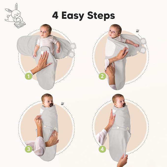 KeaBabies 3-Pack Swaddles for Newborns, Girls, Boys with Hats - Organic Soft Baby Sleep Sacks, Breathable Baby Swaddle 3-6 Months Beanies Set, Premie Infant Sleep Sack 0-3 Months (Shifts)