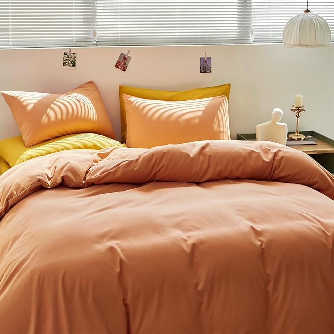 Pureant Peach Comforter Sets Twin Grapefruit Color Bedding Comforter Women Girls Luxurious Orange Pink Aesthetic Quilts Adults Teens Solid Coral Pink Modern Candy Bed Pure Peachy Pink Bed Blankets