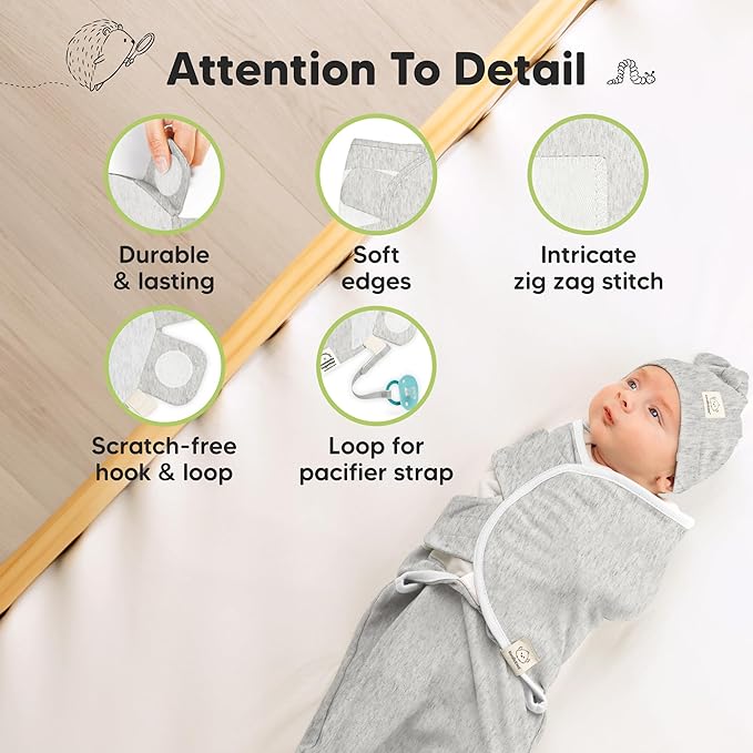 KeaBabies 3-Pack Swaddles for Newborns, Girls, Boys with Hats - Organic Soft Baby Sleep Sacks, Breathable Baby Swaddle 3-6 Months Beanies Set, Premie Infant Sleep Sack 0-3 Months (Aspire)