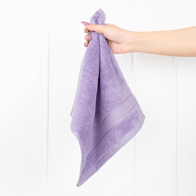American Soft Linen Salem Washcloth Sets, 4 Piece Luxury 600 GSM 100% Cotton Washcloths for Bathroom, 13x13 inches Washrags Premium Quality Hand Face Towels, Lilac
