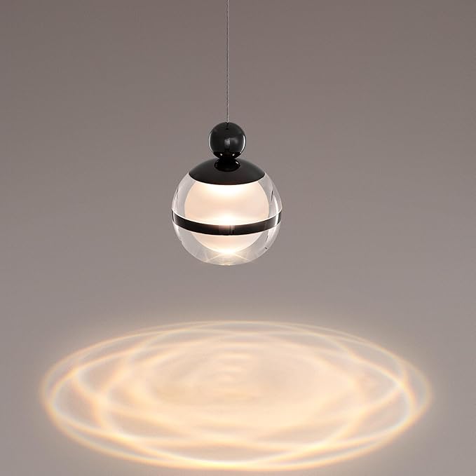 Modern Black LED Pendant Light, 1-Light Acrylic Globe Ceiling Hanging Kitchen Light Fixtures, Pendant Lights Kitchen Island for Dining Room Bar Living Room Bedroom Bathroom