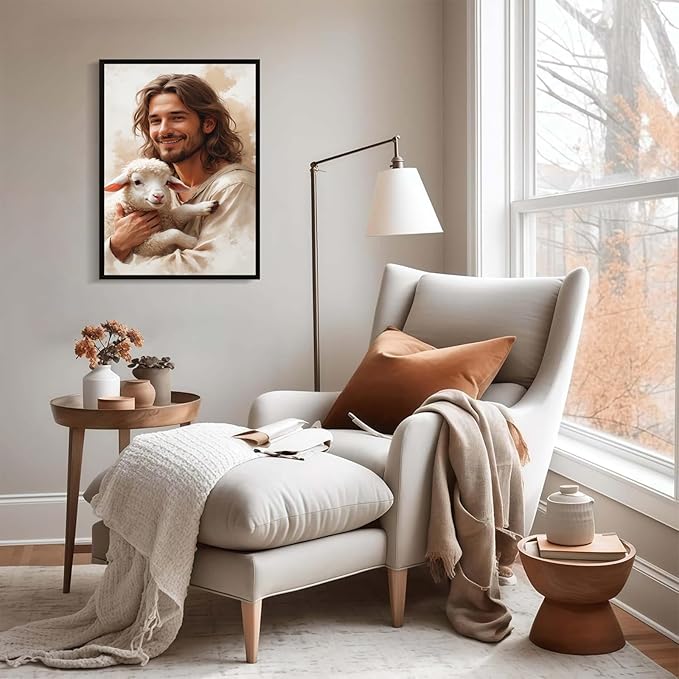 Christian Wall Art Print, Religious Scripture Biblical Decor, Faith-Based Inspirational Landscape with Cross, Digital Printed Canvas Poster for Church, Home Chapel, Prayer Room Decor