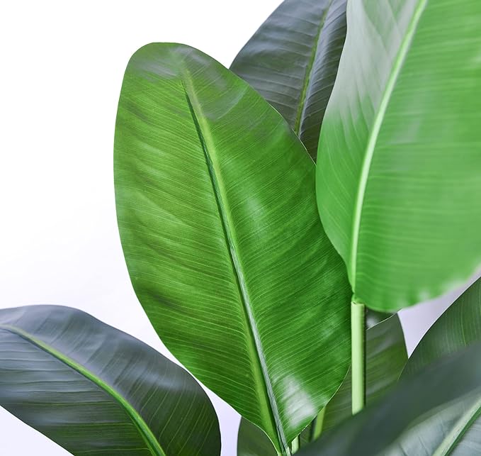 Artificial Bird of Paradise Plant,Faux Palm Tree Potted Plant with Real Touch Leaves,Fake Trees for Home Living Room Office Indoor Outdoor Decor(5FT-1Pack)