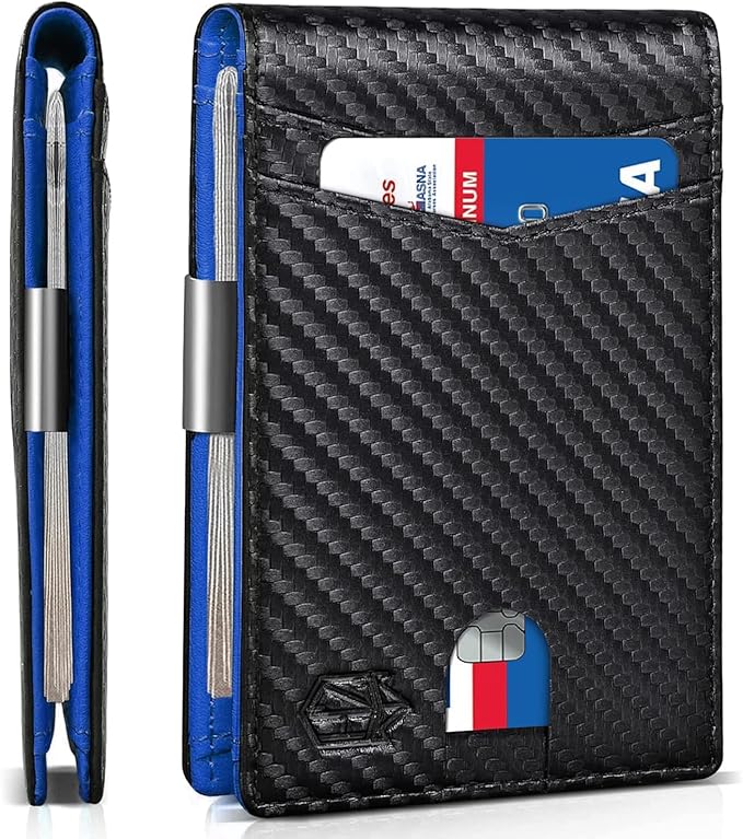 Zitahli Slim Wallet for Men Gifts 12 Card Slots ID Window With Money Clip Minimalist RFID Front Pocket Bifold Leather Small Thin Gift Box Dad Birthday Christmas Regalos Hombres