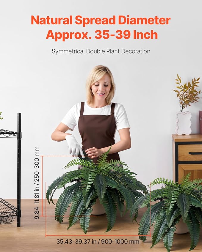 VEVOR Fake Ferns 2 Pcs, 39 Inch Artificial Boston Ferns Plants, Faux Fern with 35 Branches, Artificial Plants Large for Outdoors/Indoor Home, Office,Garden (Flowerpot Unincluded)