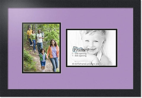 ArtToFrames Collage Photo Frame Double Mat with 2 - 6x8 Openings and Satin Black Frame