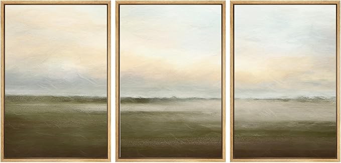 SIGNWIN Framed Canvas Print Wall Art Set Pastel Sunset Country Farmland Landscape Nature Abstract Illustrations Fine Art Decorative Nordic Rustic for Living Room, Bedroom, Office - 16"x24"x3 Natural