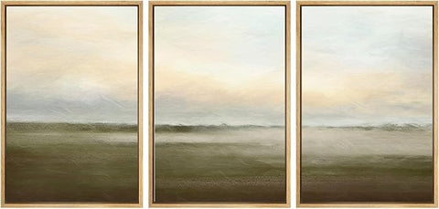 SIGNWIN Framed Canvas Print Wall Art Set Pastel Sunset Country Farmland Landscape Nature Abstract Illustrations Fine Art Decorative Nordic Rustic for Living Room, Bedroom, Office - 16"x24"x3 Natural